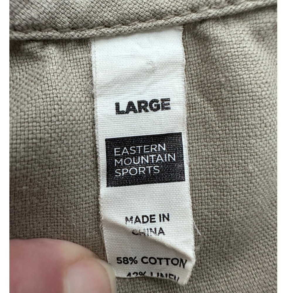 Eastern Mountain Sports Dress Large Tan Linen Blend Sleeveless Safari Minimalist - Picture 6 of 7